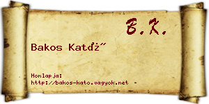 Bakos Kató névjegykártya